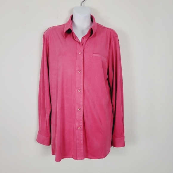 Jessica Holbrook Tops - Jessica Holbrook Butter Suede Pink‎ Button Up Shirt